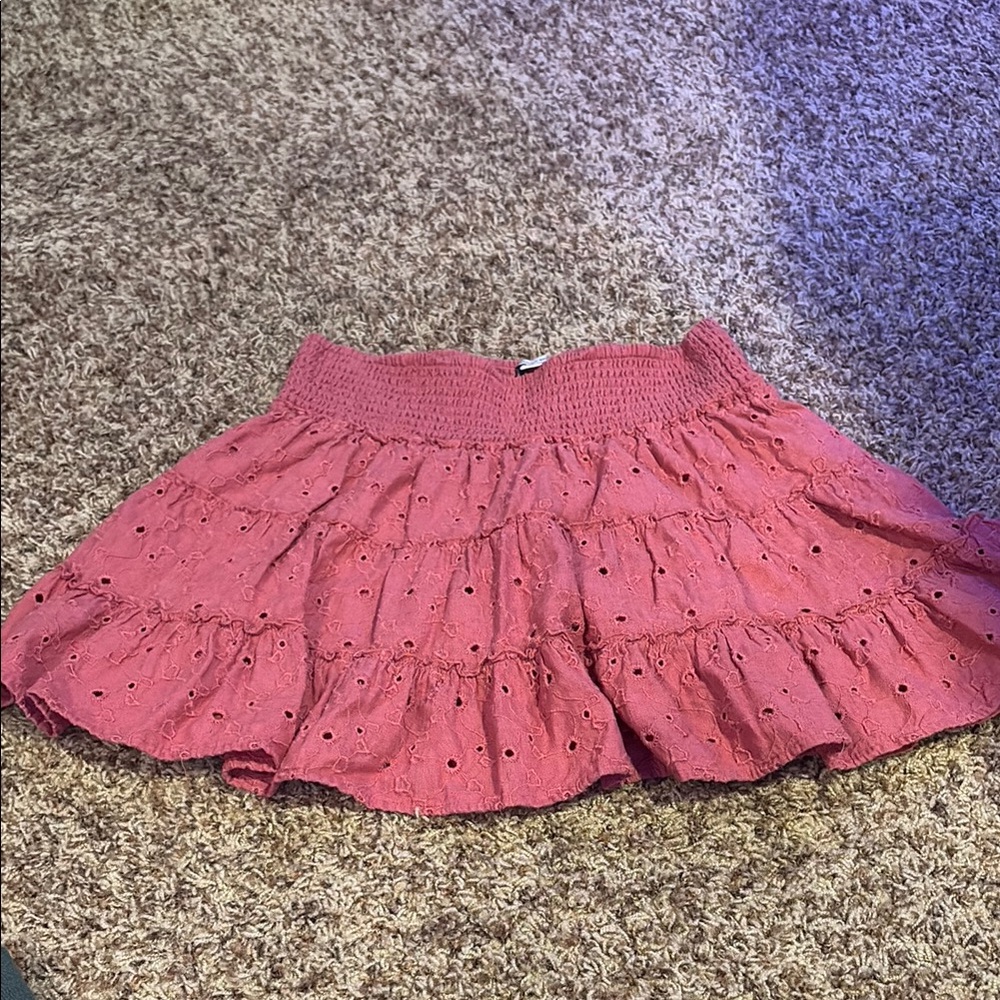 American Eagle Outfitters Pink Tiered Bubble Mini Skirt